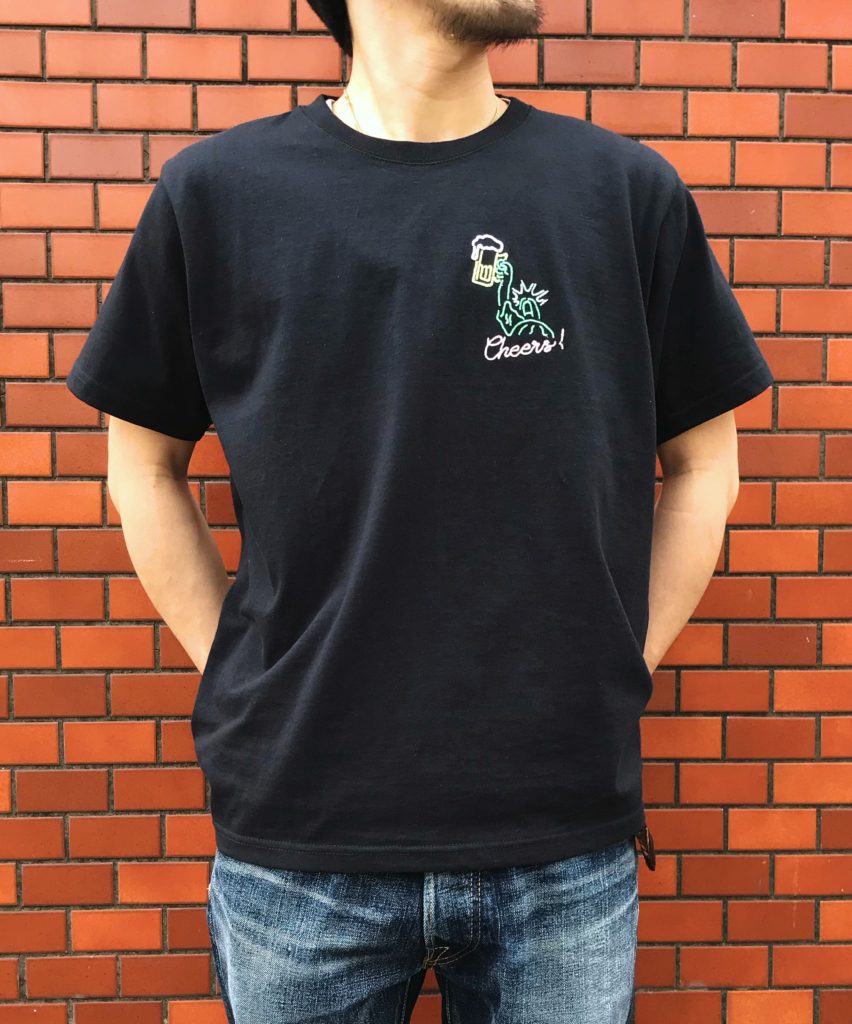 サニーベンダーズ　ネオンサインステッチ　乾杯　刺繍Tシャツ